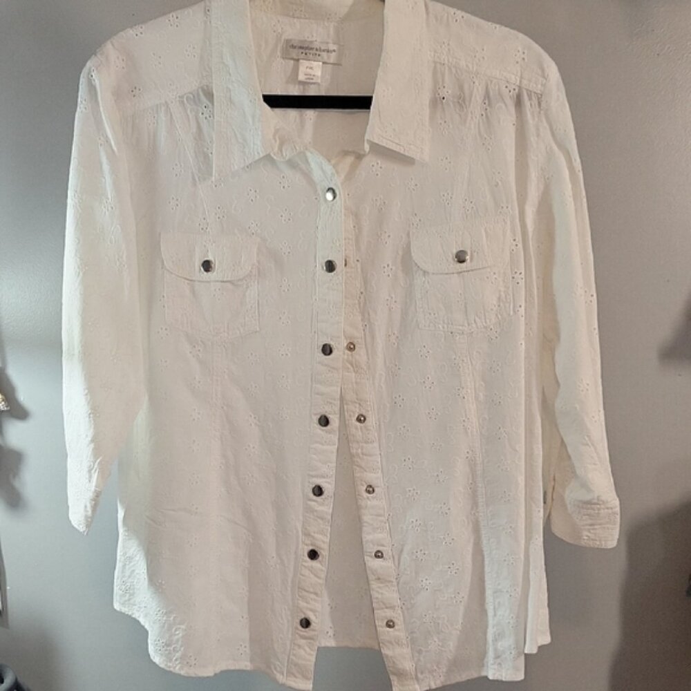 Christopher & Banks White Eyelet Blouse